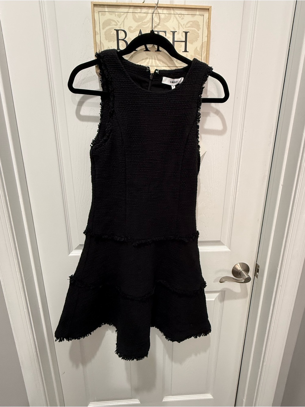 Likely Black Textured Sleeveless Flared Dress